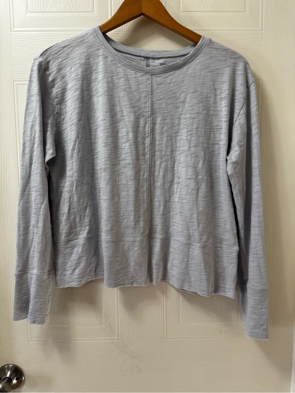 Women Light Gray Long-Sleeve Crewneck Shirt – Everyday Essential